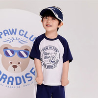 PawinPaw【亲子装】PawinPaw卡通小熊童装24夏季儿童圆领撞色短袖T恤 Navy藏青色/59 160 cm