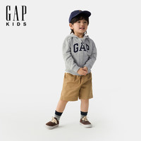Gap男幼童2025春季经典大logo拉链连帽卫衣儿童装美版744384 灰色 110 /56 (4-5岁)