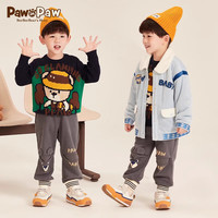 PawinPaw小熊童装秋冬男宝宝长裤罗纹收口裤脚卡通图案 灰色/15 100 cm