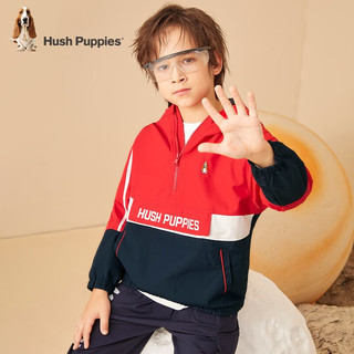 暇步士（Hush Puppies）童装儿童夹克男童女童秋季男女大童时尚半拉链夹克外套 浅丁香 170cm