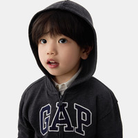 Gap男幼童2025春季经典大logo拉链连帽卫衣儿童装美版744384 灰黑色 100 /52 (2-3岁)