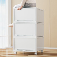 稻草熊收纳柜抽屉式衣柜收纳箱儿童玩具零食收纳盒厨房多层夹缝储物柜子 深53宽35高20 两层