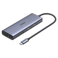 绿联 UGREENType-C三屏异显扩展坞USB-C转双HDMI雷电4拓展坞4K60Hz多屏分屏器充电高效办公适用华硕电脑MST