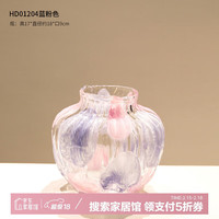 橡树庄园 Oakmanor 北欧风波点网红花瓶条纹透明玻璃艺术水培大肚插花器餐桌装饰摆件 HD01204/小蓝粉 204208