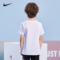NIKE 耐克童装男童纯棉舒适短袖T恤2024夏季儿童针织休闲运动短T上衣 纯白色 110 /52 【身高98-104cm】 110/52(4)