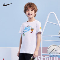 NIKE 耐克童装男童纯棉舒适短袖T恤2024夏季儿童针织休闲运动短T上衣 纯白色 110 /52(4T) 【身高98-104】 110/52(4T)