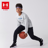 安德玛（Under Armour）童装秋冬儿童卫衣加厚保暖套头上衣男女童休闲服大童服244103105 浅灰 140 140cm