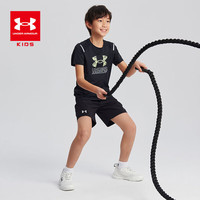 安德玛(Under Armour)童装宽松男童T恤儿童字母印花圆领短袖速干大童上衣