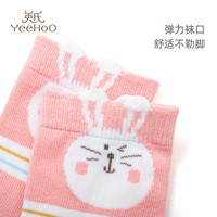 YeeHoO英氏4双装儿童袜子纯棉婴儿宝宝袜透气高弹不易变形印花防滑地板袜 混色WY2160 【四双装】 4双 S