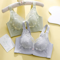 香蜜闺秀内衣女薄款透气孔聚拢无钢圈小胸内衣上托调整型文胸 香槟白 40/90BC杯