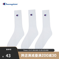 Champion 冠军新款运动LOGO袜子长袜 白色 S