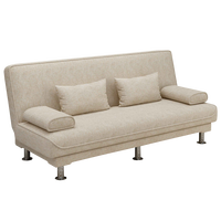 徽月 多功能折叠沙发床两用简易三人位小户型客厅租房家具懒人沙发 米黄麻布 可拆洗三人座1.8米2个扶手2腰枕