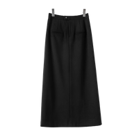 晚白2025春款时尚简约气质裙子百搭通勤高腰包臀毛呢半身裙 黑色 L