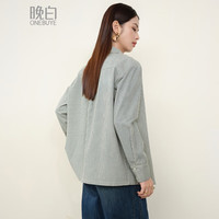 晚白2025春款厚款时尚简约休闲亚麻衬衫显瘦翻领条纹减龄棉衬衫女 条纹 XL