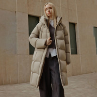 坦博尔冬季连帽羽绒服女中长款加厚保暖外套TBF530780J 松木棕 170/92A