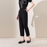 秋水伊人时尚百搭九分休闲裤秋季女气质通勤显瘦铅笔裤 黑色 L