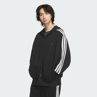 adidas 阿迪达斯 2025春男女针织情侣款运动休闲宽松连帽夹克外套 JL6077