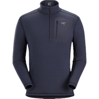 始祖鸟(ARC’TERYX)男装RHO HEAVYWEIGHT半开拉链立领抓绒衣上衣基础层吸湿排汗 Black Sapphire 美码,S适合胸围97cm