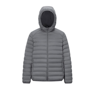 京东京造羽绒服轻薄羽绒服外套男冬季衣服男装 灰色（连帽） 2XL