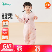 Disney baby 迪士尼宝宝（Disney Baby）童装儿童秋冬夹棉保暖前开连体衣柔软舒适哈衣打底衣爬爬服新款 ZD4DL016浅粉 90cm