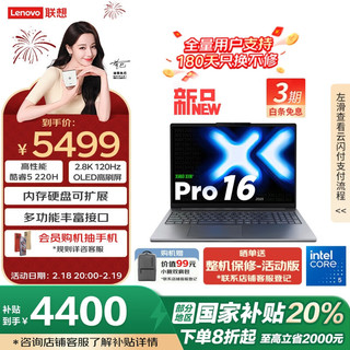 联想 Lenovo 笔记本电脑小新Pro16超能本 2025 高性能轻薄本 酷睿5 220H 24G 1T 2.8K高刷OLED