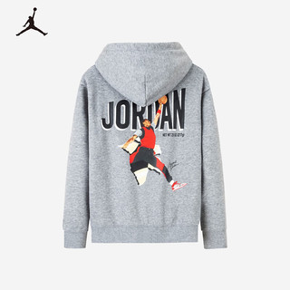 NIKE JORDAN 耐克AJ童装男童套头连帽卫衣2024冬季加绒保暖儿童上衣 岩层灰【加绒保暖】 120 /60 【身高110-116cm】