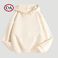 C&A女春秋款连帽套头卫衣韩版休闲卫衣上装春装 奶白 S