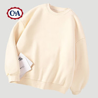 C&A卫衣男2025春秋季薄款宽松圆领潮流女装港风ins套头衣服 奶白 S