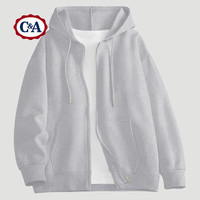 C&A春季女毛圈大版开衫连帽卫衣2025休闲通勤外套开衫上装 雾霾蓝 L