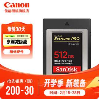 SanDisk Canon 佳能 R3\/R5\/1dx3相机内存卡尼康z6z7闪迪CFexpress Type-B存储卡CFE卡 512G读1700M/S写1400M/S