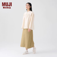 MUJI 无印良品（MUJI） 女式 法兰绒抽褶罩衫女士衬衫衬衣外套/内搭秋冬款长袖 米色