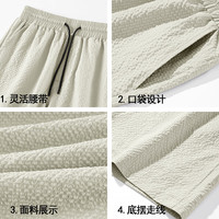 真维斯篮球五分裤休闲凉感夏季薄款宽松短裤男青少年运动泡泡纱裤子 曜石黑 XL(115-130斤)