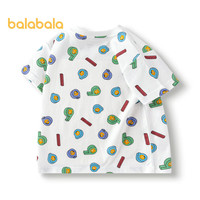 巴拉巴拉婴儿t恤宝宝打底衫女童上衣男短袖夏季全棉可爱 白灰色调00312-208224117221 100 100cm