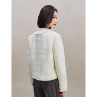 自巧（ZIQIAO）小个子白色法式毛边小香风外套女圆领气质上衣 珍珠白 L (5码)