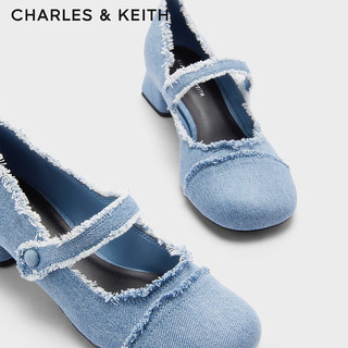 CHARLES&KEITH复古圆头粗跟玛丽珍鞋女鞋女士CK1-60580264 Light Blue浅蓝色 41