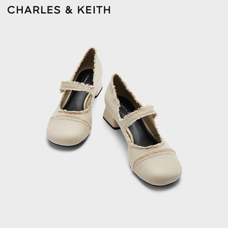 CHARLES&KEITH复古圆头粗跟玛丽珍鞋女鞋女士CK1-60580264 Beige米色 41