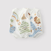 巴厘小猪（BALIPIG）婴儿包屁衣夏季薄款背心三角哈衣新生儿无袖 元气满满 66cm