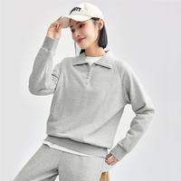 破骨翻领半开胸插肩运动套头衫针织翻领卫衣女士