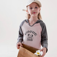 迪士尼女童长袖连帽T恤2024秋季洋气儿童印花休闲上衣打底衫春秋 TD3CS081-黑白色 常规 140cm 版型偏瘦拍大一码