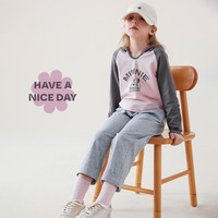 迪士尼女童长袖连帽T恤2024秋季洋气儿童印花休闲上衣打底衫春秋 TD3CS081-灰粉色 常规 150cm 版型偏瘦拍大一码