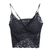 EGGKA 蕾丝吊带背心2024春季法式设计感修身显瘦简约小众打底上衣 黑色 M