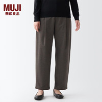 MUJI 无印良品（MUJI） 女式 弹力起毛 抽褶宽版裤 休闲裤裤子长裤春秋女款BEN05C2A 深棕色 XS  (150/58A)