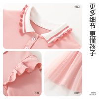 凯蒂猫HELLO KITTY女童连衣裙春秋款宝宝甜美可爱网纱polo儿童公主群洋气时髦童装 蒂引蝶K蓝 160