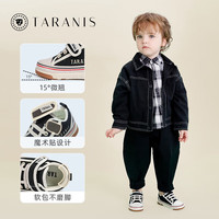 泰兰尼斯春季款童鞋婴儿学步鞋软底叫叫鞋男女宝宝帆布机能鞋 黑白 21 内长14.0/适合脚长12.5