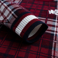 Tommy Hilfiger汤米童装女童毛衣秋冬格子英伦风儿童洋气针织衫 胭脂红 130 /64 【身高116-122cm】