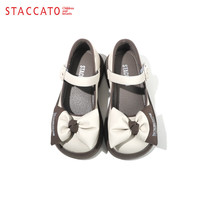 思加图童鞋儿童时尚单鞋春秋季小女孩蝴蝶结黑皮鞋洋气女童公主鞋中大童 O97465米色/啡色 36