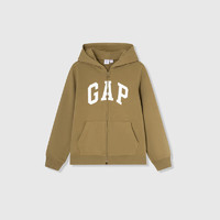 Gap 男女童春季2024LOGO经典连帽卫衣拉链开衫外套890300 卡其色 160cm(XL)亚洲尺码