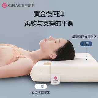 洁丽雅（Grace）记忆棉呼吸枕枕 慢回弹枕芯零压护颈枕头 35*60*7cm 奶白