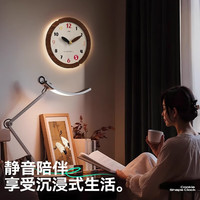 美世达(MEISD)奶油风钟表挂钟客厅2025家用免打孔简约创意挂墙时钟 焦糖棕常规款小号:30X30CM