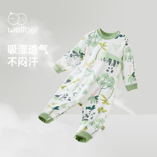 威尔贝鲁（WELLBER）婴儿睡袋儿童分腿防踢被子宝宝春秋冬连体睡衣 熊猫乐园110cm